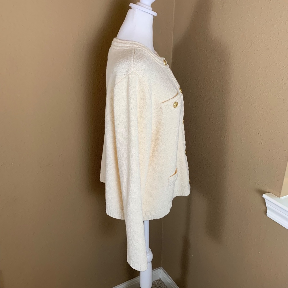 NWT H&M Cream Knit Cardigan Gold Buttons Size L - Picture 3 of 9